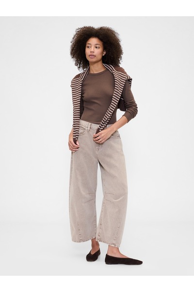 GAP Kadın Kahverengi Essential Crewneck T-Shirt