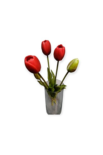 MAKİ DEKOR YAPAY ÇİÇEK ISLAK DOKULU LÜKS 5 Lİ LALE DEMETİ 39 CM