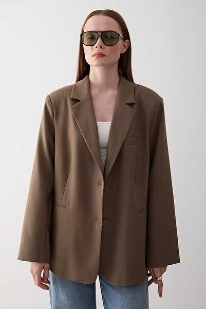 Laluvia Khaki Blazer Jacket - 7619