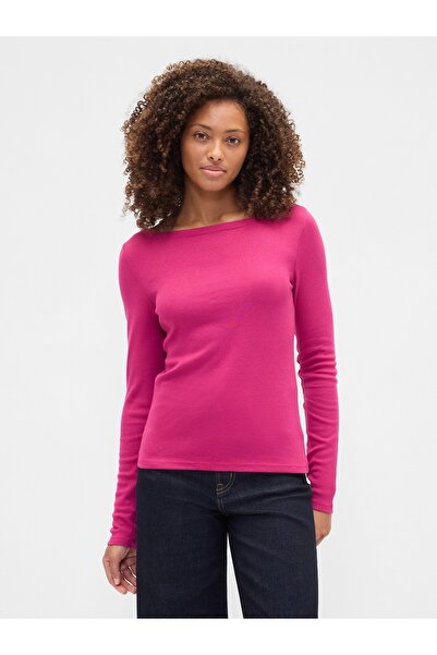GAP Kadın Pembe Modern Boatneck Yakalı T-Shirt