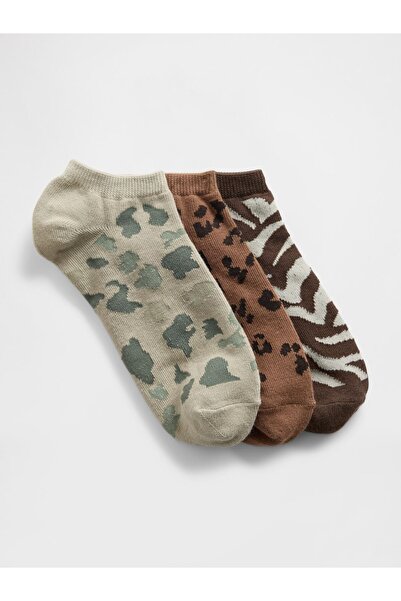 GAP Kadın Çok Renkli Baskılı Ankle Çorap (3'lü)