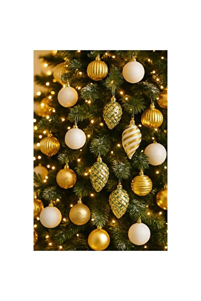 OEM Set of 4 Christmas cone-shaped baubles, Special Model, 10-12 cm, Gold/White