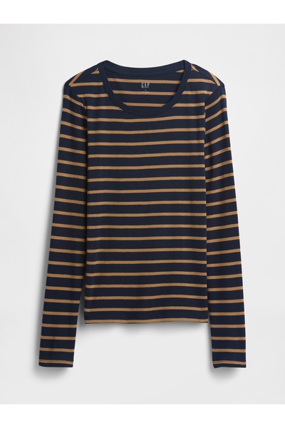 GAP Kadın Lacivert Modern Stripe Crewneck T-Shirt