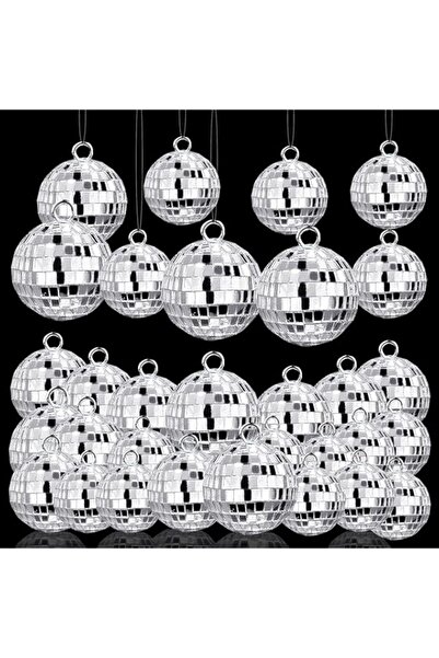Generic HAVAGDTM 40 Pcs Disco Balls Ornaments Silver Mini Disco Balls Reflect...