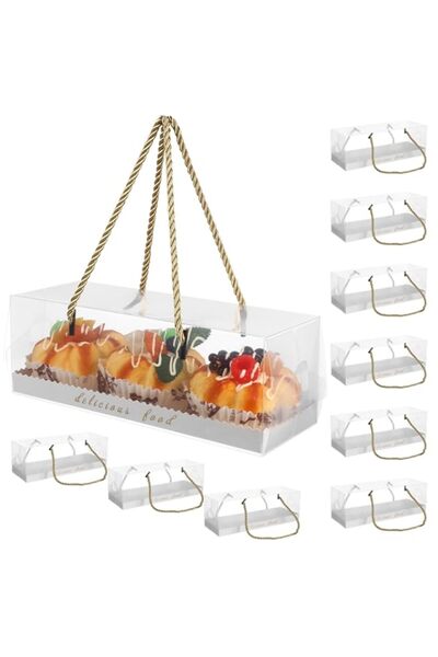 Generic ABOOFAN 10 Piece Transparent Cake Box, Rectangular, for Cupcakes, Muf...