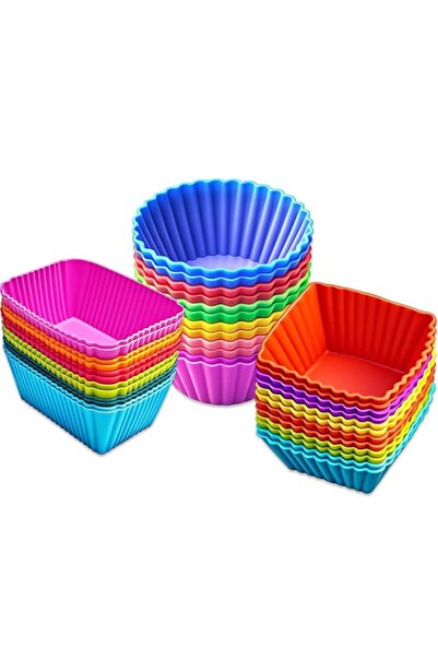 Generic IELEK Silicone Cupcake Muffin Baking Cups Liners 36 Pack Reusable Non...