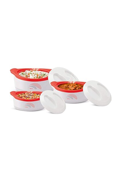 Generic MILTON New Marvel Jr Inner Steel Casserole Gift Set of 3, White | Hot Food | Insulated | Fresh Food