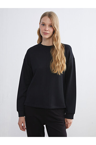 LC Waikiki artı-store'den Siyah Bisiklet Yaka Kadın Sweatshirt