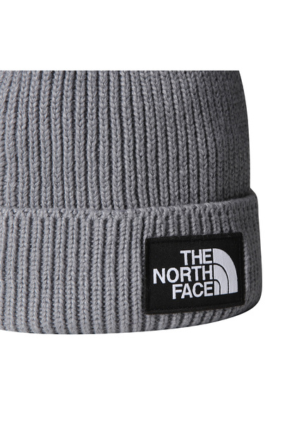 THE NORTH FACE Logo Box Cuffed Unisex Gray Outdoor Beanie Nf0A8Chedyy1
