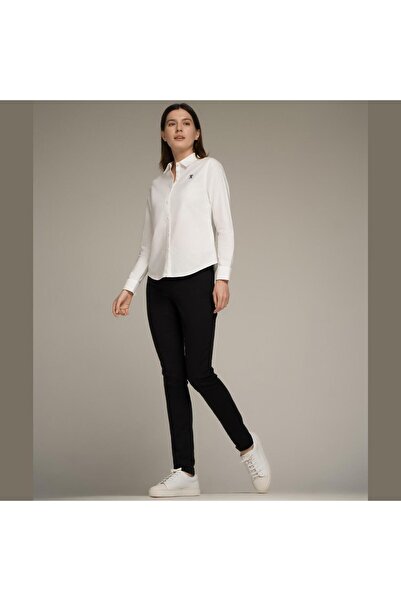 Giordano Women’s Slim Fit Cotton Oxford Shirt | Acute Collar with Embroidery