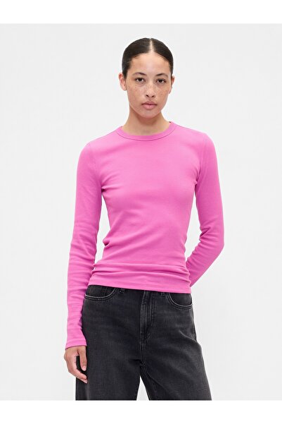 GAP Kadın Pembe Essential Crewneck T-Shirt