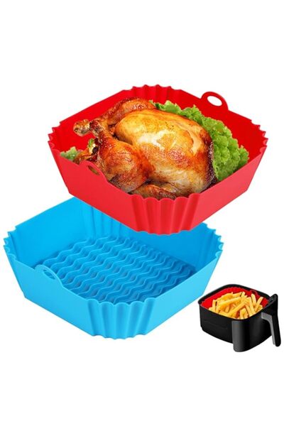 Generic Boribim 2-Piece Silicone Air Fryer Liners - 8-Inch Reusable Liner - R...