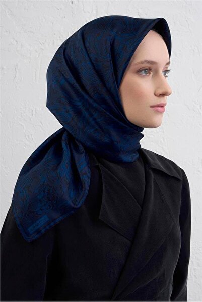 Armine Tivil Pure Silk Scarf 9431 - 03 Μπλε ναυτικό μεικτό σχέδιο