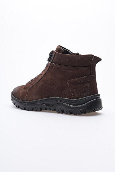 Mubiano Erkek Hakiki Nubuk Deri Bot Fermuarlı Kahve Taymor