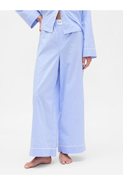 GAP Kadın Açık Mavi Relaxed Poplin Pijama Takımı