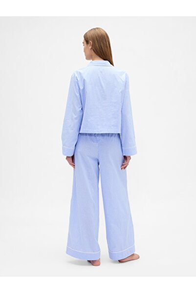GAP Kadın Açık Mavi Relaxed Poplin Pijama Takımı