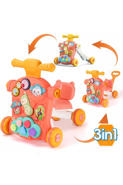 MalPlay Antepremergator pentru copii, orange, multifunctional 3in1, cu panou educativ-interactiv det