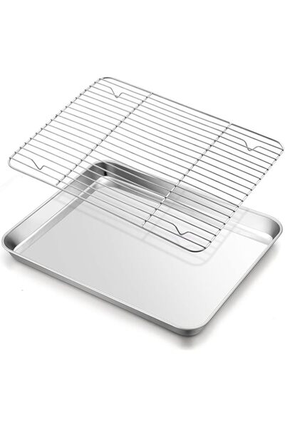 Generic Stainless Steel Baking Trays & Rack Set, Sheet and Racks Non Stick & ...