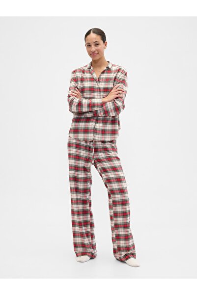 GAP Kadın Kırmızı Flannel Pull-On Pijama Altı