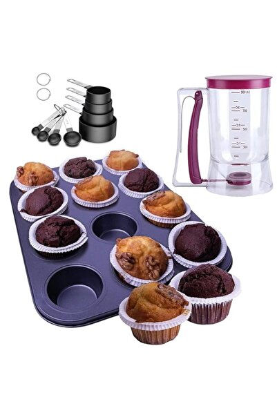 Generic MOTIM Set of 4 Kitchen Baking Tools Set - 12 Cavity Non-Stick Muffin ...
