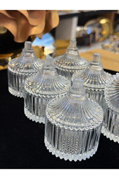 LOKMAN ZÜCCACİYE 6 قطع من أوعية الكريستال الزجاجية الصغيرة المغطاة للقهوة والحلويات والصلصات