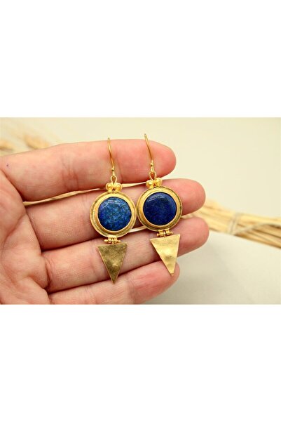 alpsilverart El İşi Doğal Lapis Taşlı Gümüş Küpe |Otantik Kadın Takı 925 Ayar