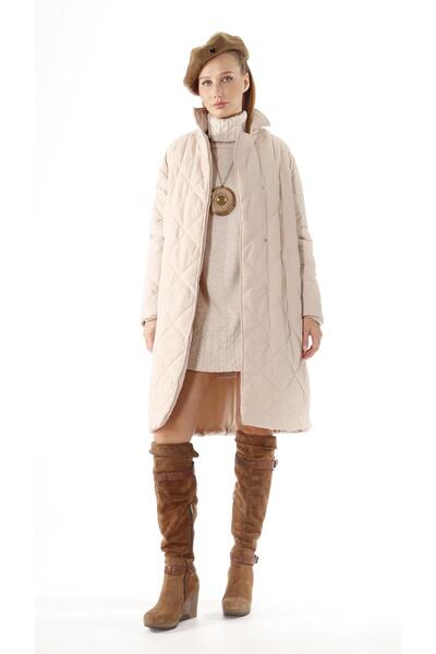 shE tekstil Quilted Belted Long Jacket