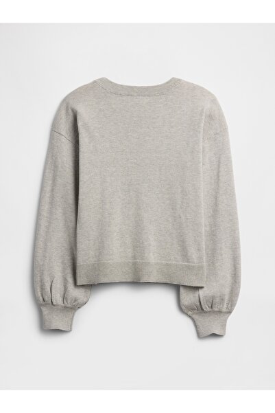 GAP Kız Çocuk Gri Relaxed Intarsia Kazak