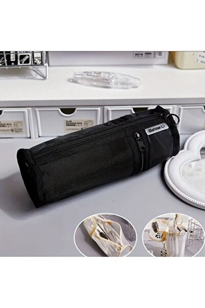 Bambus Geniş Kapasiteli Fileli Kalem Kutusu Kalemlik Çok Yönlü Kapaklı Nefes ...