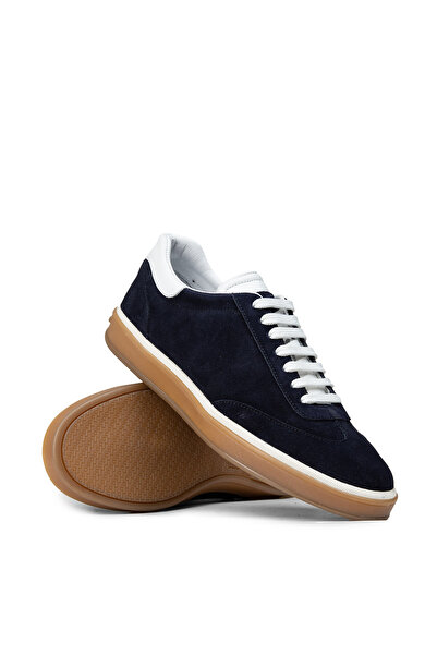 Deery Men's Navy Blue Genuine Suede Sneakers