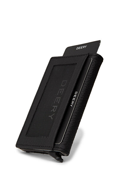 Deery Genuine Leather Black Mechanism Horizontal Men's Wallet