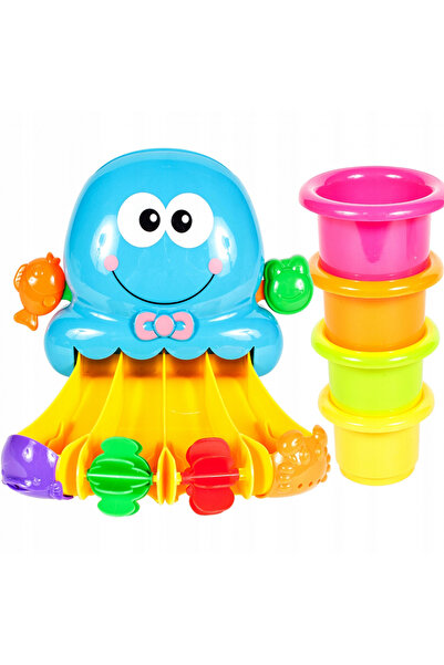 MalPlay Jucarie de baie Caracatita Albastra cu 4 pahare colorare