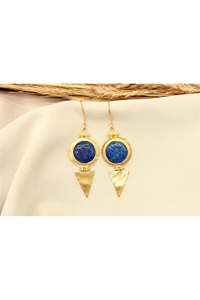 alpsilverart El İşi Doğal Lapis Taşlı Gümüş Küpe |Otantik Kadın Takı 925 Ayar