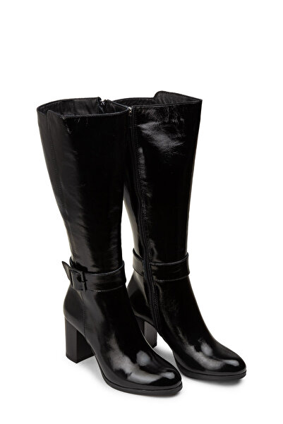 Deery Women's Genuine Patent Leather Black Boots