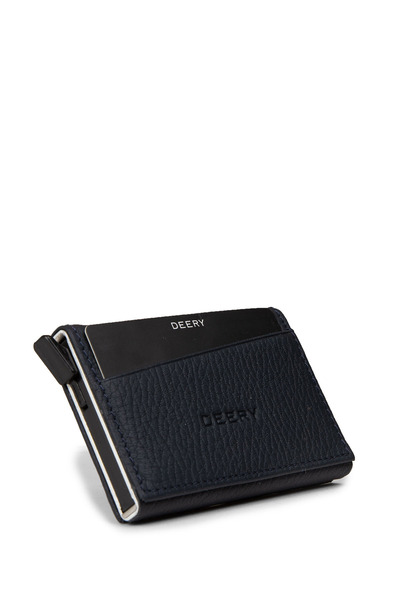 Deery محفظة رجالية من الجلد الطبيعي باللون الأزرق الداكن بآلية أفقية