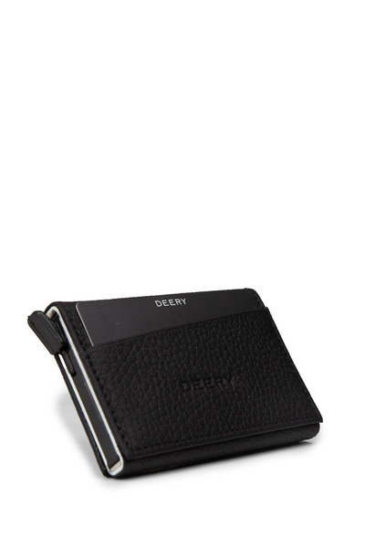 Deery محفظة رجالية من الجلد الطبيعي باللون الأسود بآلية أفقية
