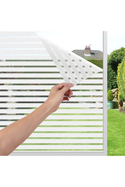 LUXER Folie Decorativa Semi-Privacy Pentru Geamuri, Protectie UV, Model Dungi...