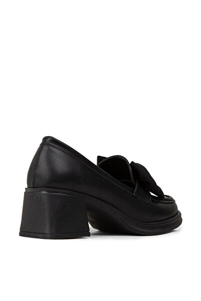 Deery Women's Black Bow Detailed Loafer Shoes