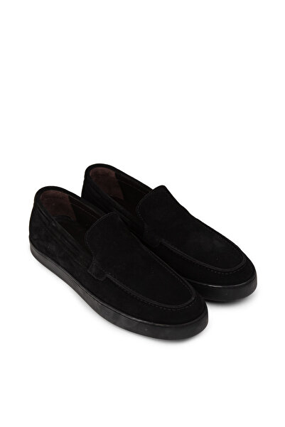Deery Men's Genuine Suede Black Loafer Shoes