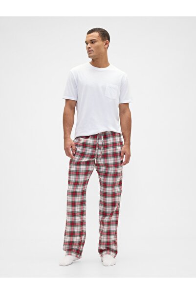 GAP Erkek Kırmızı Relaxed Flannel Pijama Altı