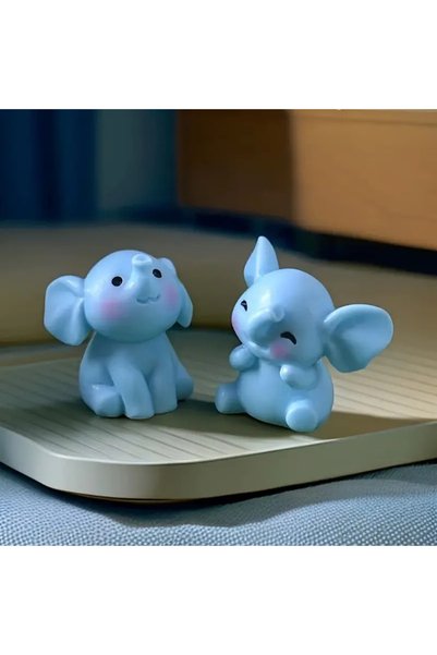 Vira Rise 4Pcs Cute Blue Elephant Car Dashboard Dashboard Decoration