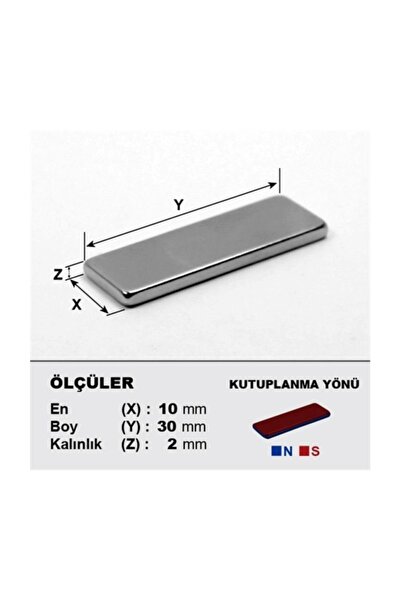 Hdg 5 Adet Neodyum Mıknatıs Magnet 30x10x2 Mm - Dikdörtgen Neodyum Magnet