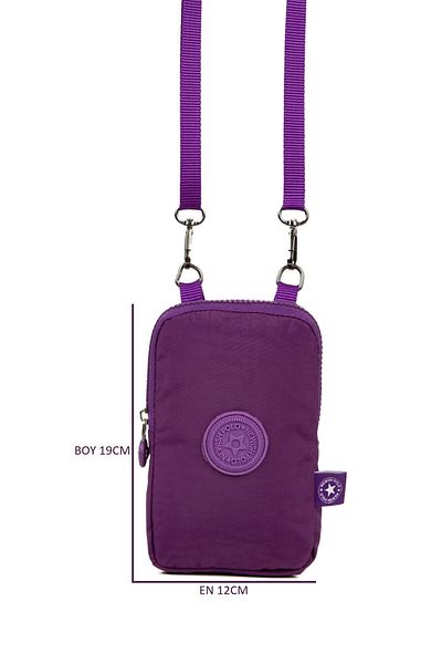 Newish Polo Cerff Leather Clup Crinkle Waterproof Shoulder Bag with Phone Compartment Purple (19x12)