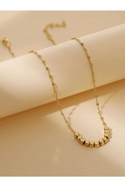 X-Lady Accessories Gold Color Geometric Cube Bead Decoration Necklace