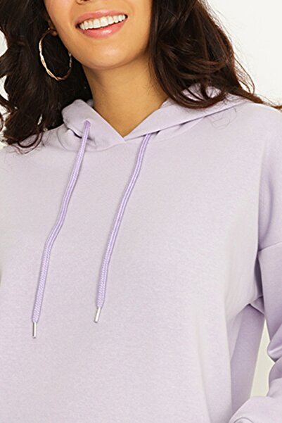 Select Moda Γυναικείο φούτερ λιλά με κουκούλα Basic