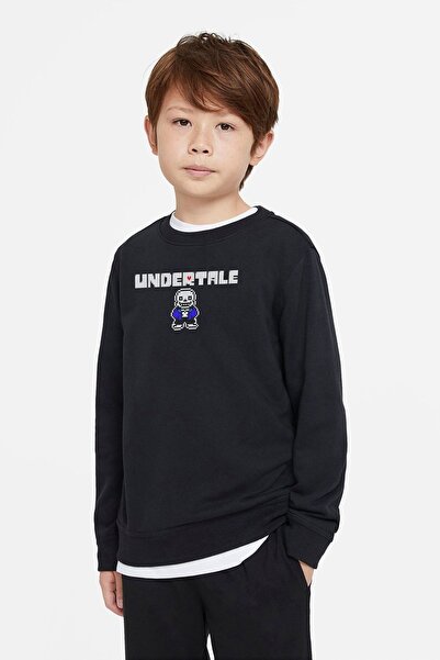 QIVI Unisex dečji crni Undertale logo Štampano T-shirt