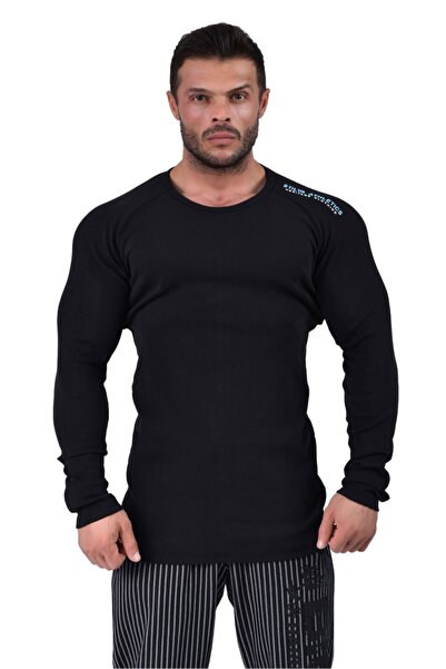 Stilya Hanorac negru slim fit pentru fitness, model Big Sam 4689