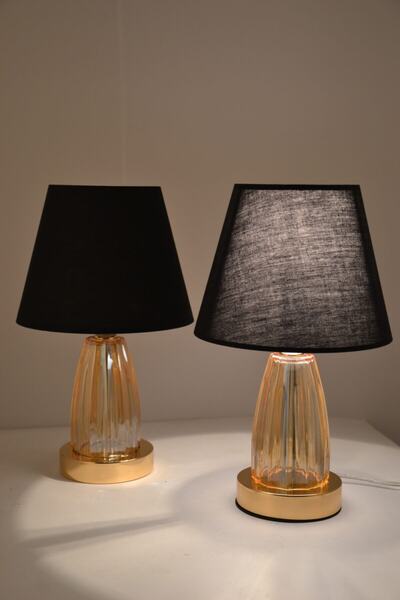 AbajurAksesuar Kuba Gold - Siyah Abajur 2 Adet