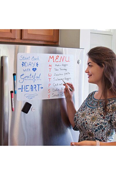 Genel Markalar Mıknatıslı Manyetik Beyaz Tahta 50cm X 60cm Katlanabilir Silinebilir Yazı Mesaj Tablosu + 3 Kalem