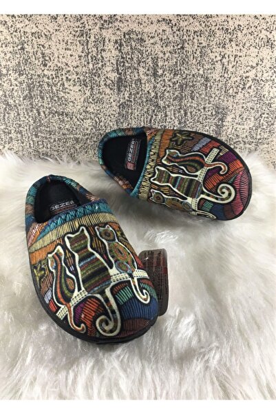 GEZER Γυναικείες χειμερινές παντόφλες για το σπίτι με λεπτομέρεια από κιλίμ και ελαφριά αντιολισθητική σόλα